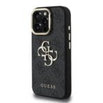 Guess PU 4G Metal Logo Stand Camera Frame Black iPhone 16 Pro Tok