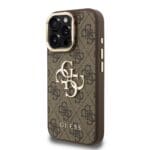 Guess PU 4G Metal Logo Stand Camera Frame Brown iPhone 15 Pro Tok