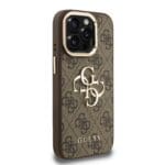 Guess PU 4G Metal Logo Stand Camera Frame Brown iPhone 15 Pro Tok