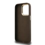 Guess PU 4G Metal Logo Stand Camera Frame Brown iPhone 15 Pro Tok