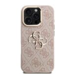 Guess PU 4G Metal Logo Stand Camera Frame Pink iPhone 16 Pro Tok