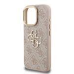 Guess PU 4G Metal Logo Stand Camera Frame Pink iPhone 16 Pro Tok
