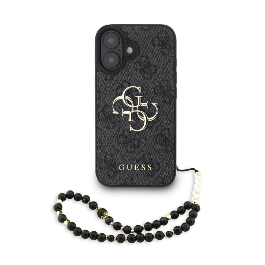 Guess PU 4G Metal Logo Strap Black iPhone 16 Tok