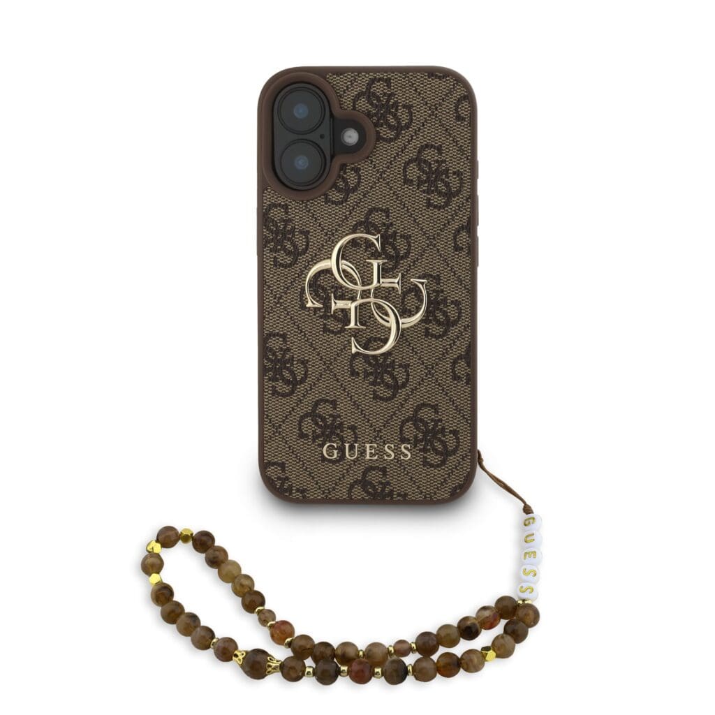 Guess PU 4G Metal Logo Strap Brown iPhone 16 Tok