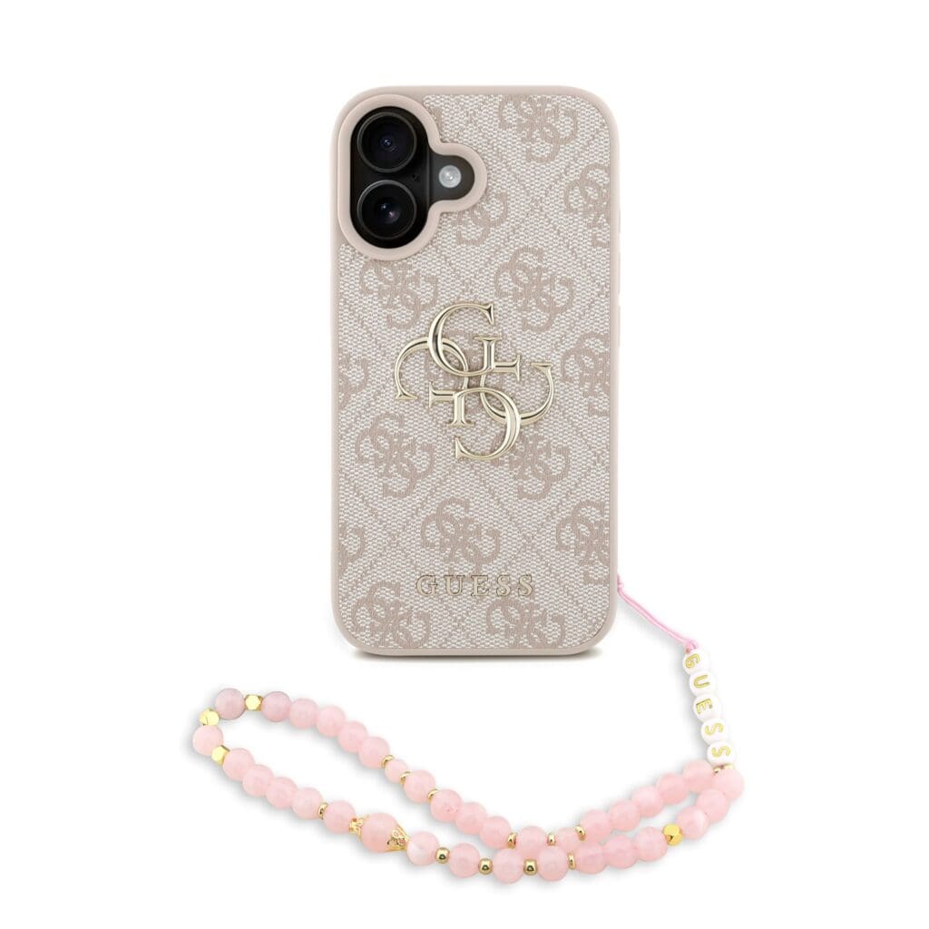 Guess PU 4G Metal Logo Strap Pink iPhone 16 Tok
