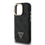 Guess PU 4G Strass Triangle Logo Stand Camera Frame MagSafe Black iPhone 15 Pro Max Tok