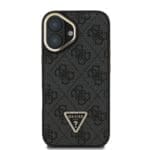 Guess PU 4G Strass Triangle Logo Stand Camera Frame MagSafe Black iPhone 16 Tok