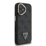 Guess PU 4G Strass Triangle Logo Stand Camera Frame MagSafe Black iPhone 16 Tok