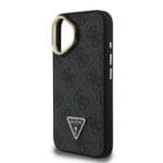 Guess PU 4G Strass Triangle Logo Stand Camera Frame MagSafe Black iPhone 16 Tok