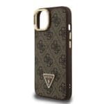 Guess PU 4G Strass Triangle Logo Stand Camera Frame MagSafe Brown iPhone 13 Tok