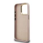 Guess PU 4G Strass Triangle Logo Stand Camera Frame MagSafe Pink iPhone 15 Pro Max Tok