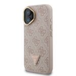 Guess PU 4G Strass Triangle Logo Stand Camera Frame MagSafe Pink iPhone 16 Tok