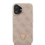 Guess PU 4G Strass Triangle Logo Stand Camera Frame MagSafe Pink iPhone 16 Tok