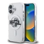 Karl Lagerfeld IML Glitter Karl and Choupette Sketch MagSafe Transparent iPhone 16 Tok