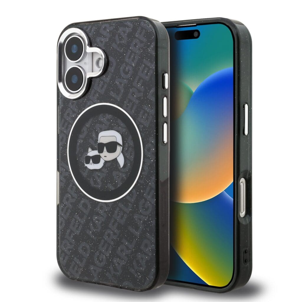 Karl Lagerfeld IML K&CH Heads Repeated Logo MagSafe Black iPhone 16 Tok