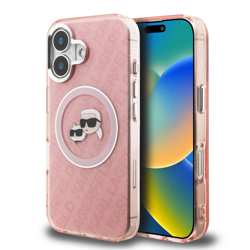 Karl Lagerfeld IML K&CH Heads Repeated Logo MagSafe Pink iPhone 16 Tok