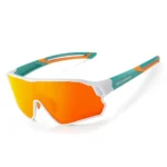 Rockbros 14110009003 Polarized Cycling Glasses For Children 8-14 Years Old Green And White