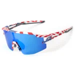 Rockbros Polarized Cycling Glasses With Uv Protection And Corrective Insert Blue Lenses Usa Pattern White
