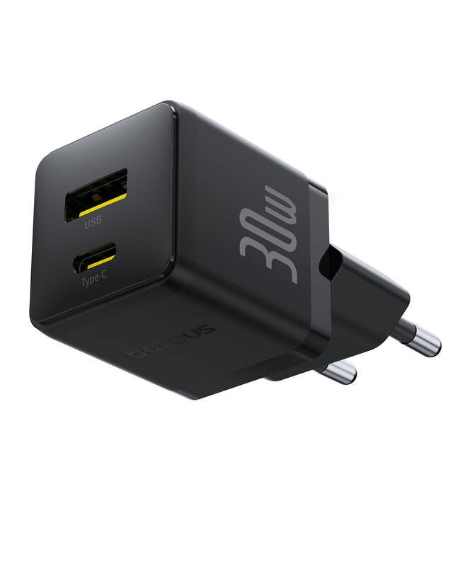 Baseus Palm Fast Charger USB-A + USB-C 30W Black