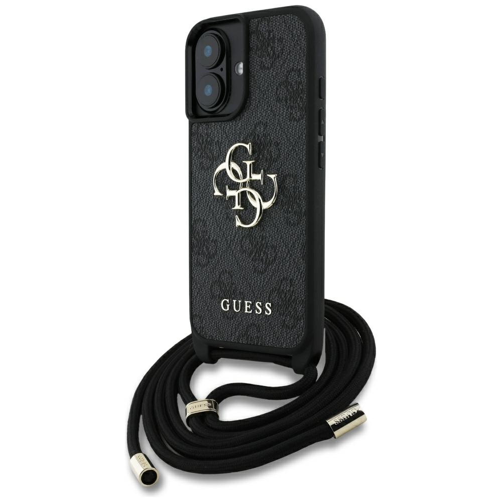 Guess 4G Big Logo Cord Stap Crossbody Black iPhone 16 Plus Tok