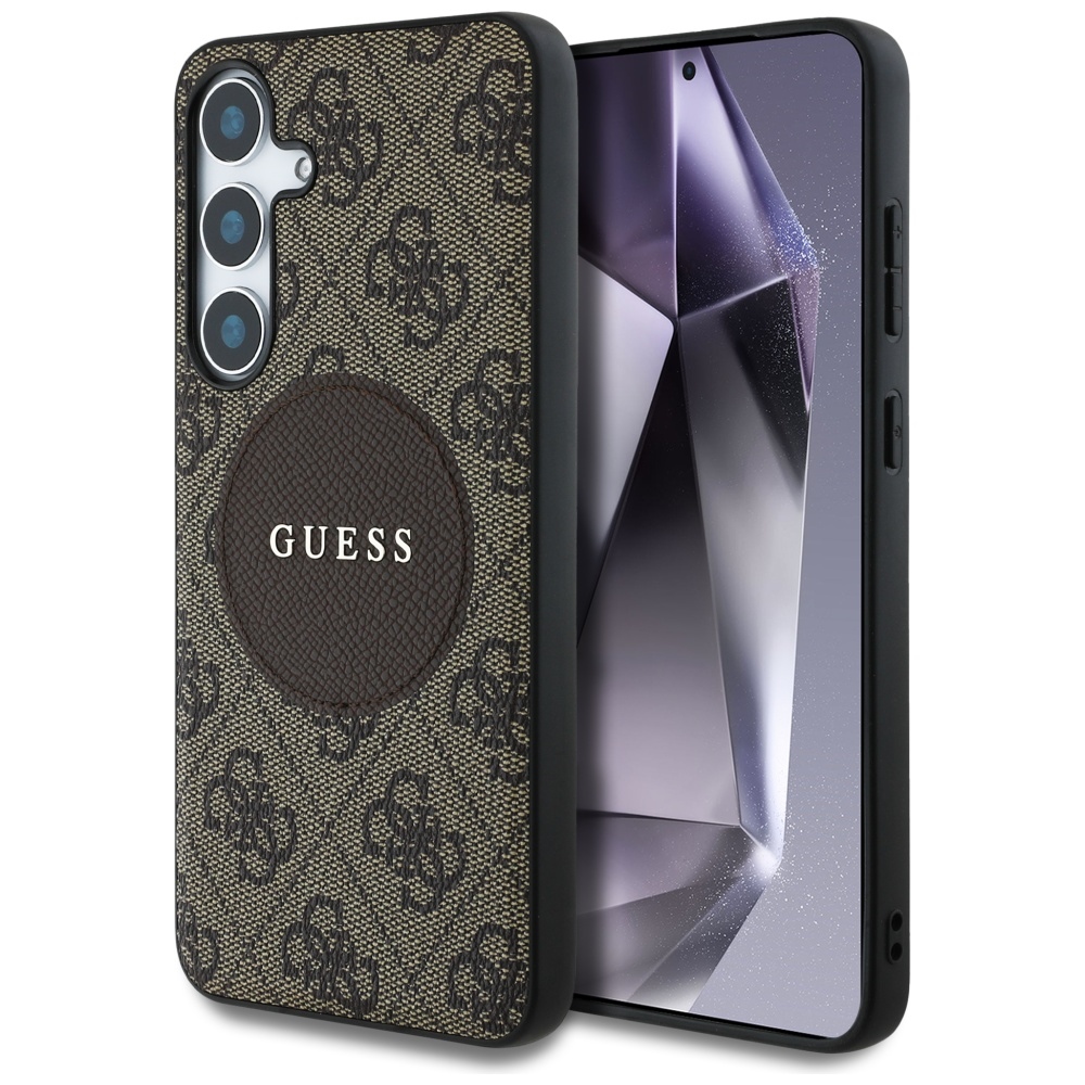 Guess 4G Round Patch Classic Logo MagSafe Brown Samsung Galaxy S25 Tok