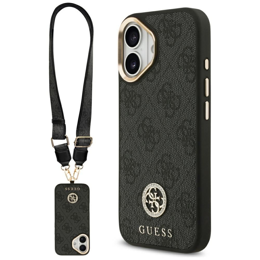 Guess 4G Strass Logo & Big Strap Metal Buttons MagSafe Black iPhone 17 Tok