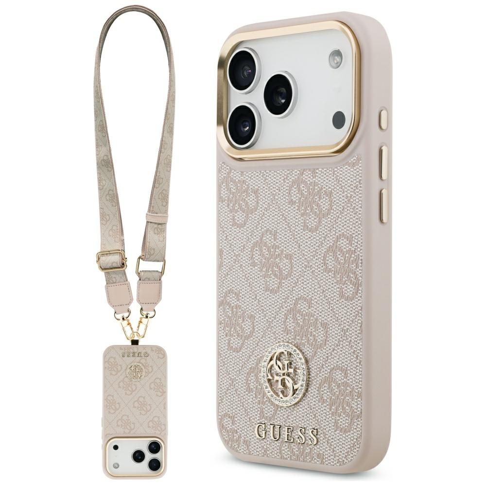 Guess 4G Strass Logo & Big Strap Metal Buttons MagSafe Pink iPhone 17 Pro Tok