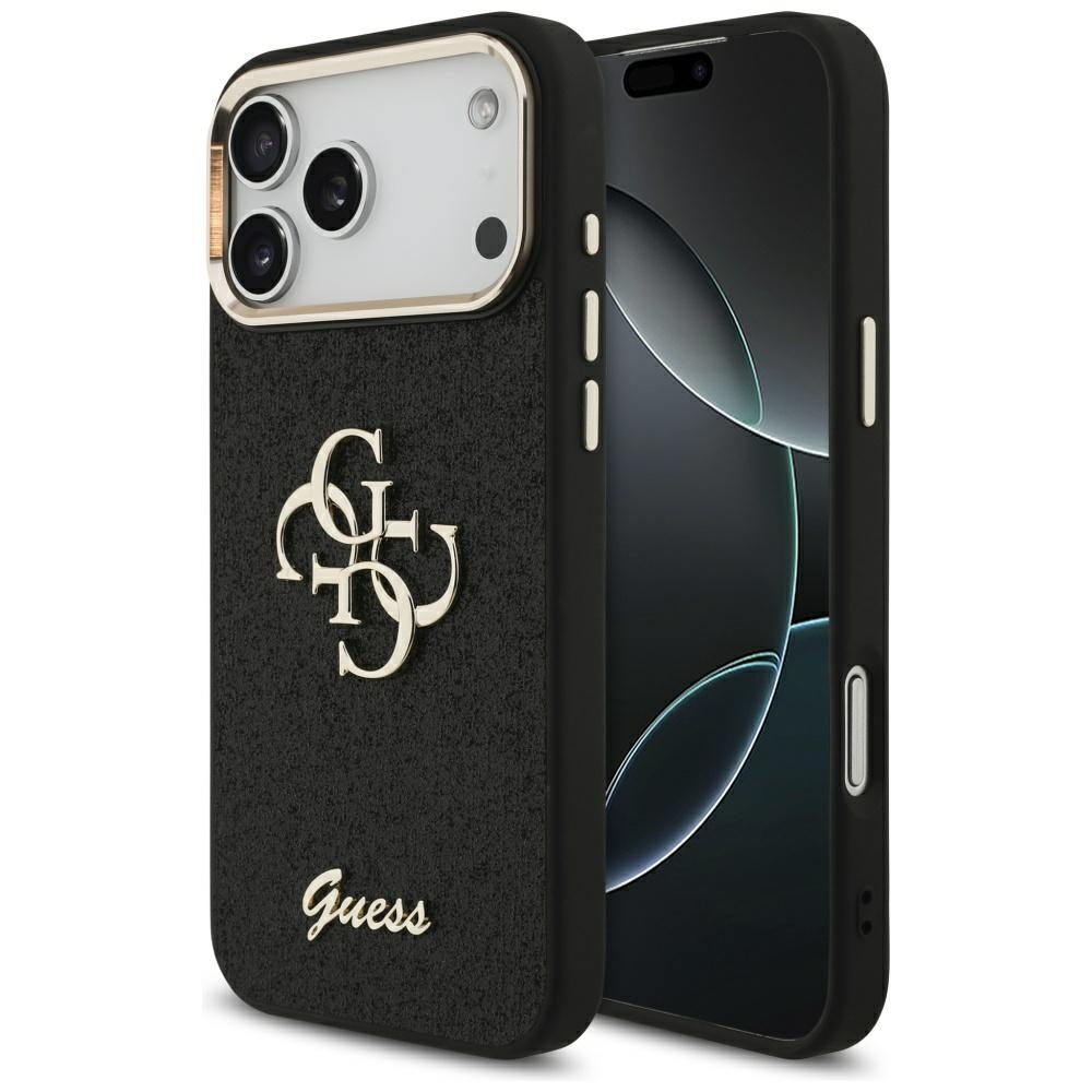 Guess Fixed Glitter Big 4G Metal Frame Black iPhone 17 Pro Max Tok