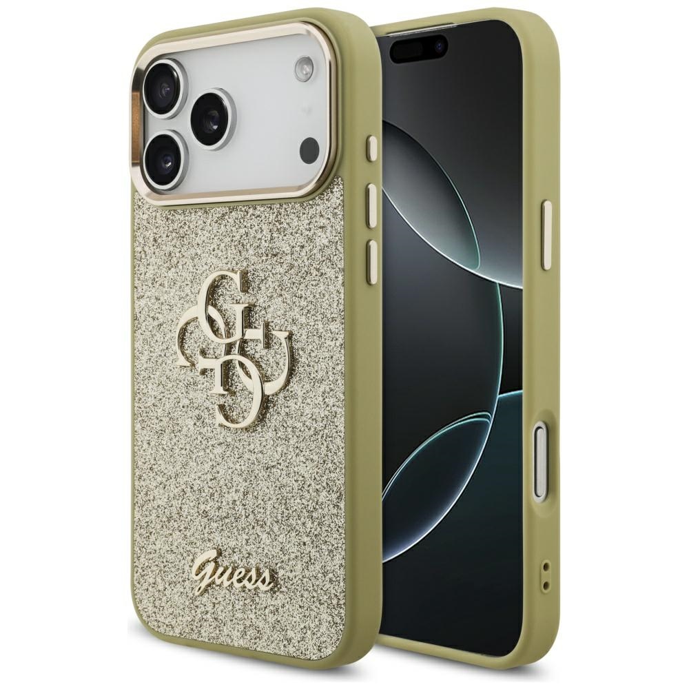 Guess Fixed Glitter Big 4G Metal Frame Gold iPhone 17 Pro Max Tok
