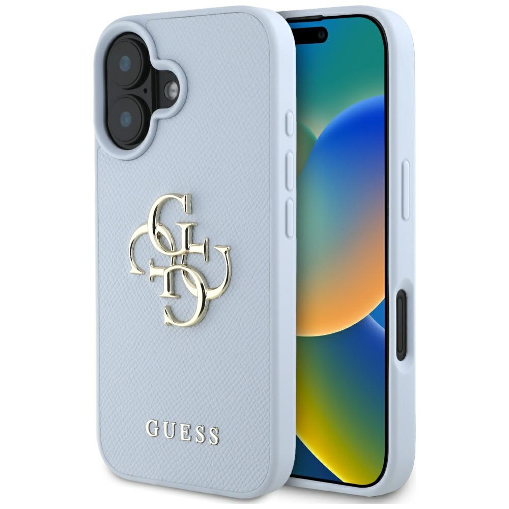 Guess Grained Big 4G Logo Small Classic Logo Blue iPhone 16 Tok