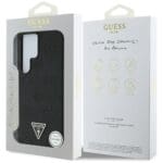 Guess Grained Hot Stamp Peony Pattern Triangle Logo MagSafe Black Samsung Galaxy S25 Ultra Tok