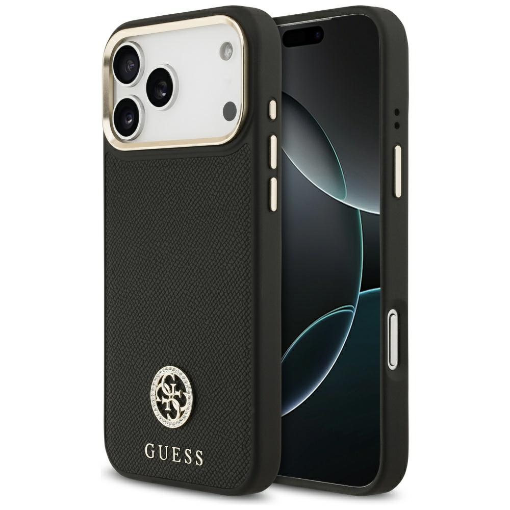 Guess Grained Strass Logo MagSafe Black iPhone 17 Pro Max Tok