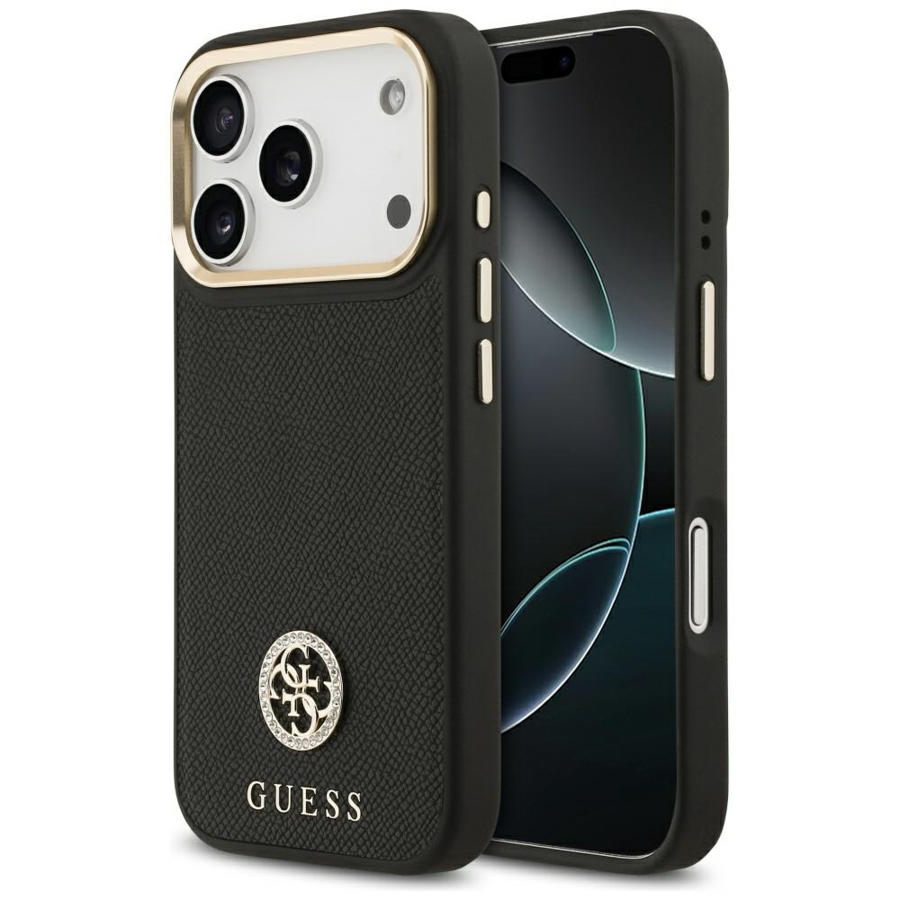 Guess Grained Strass Logo MagSafe Black iPhone 17 Pro Tok