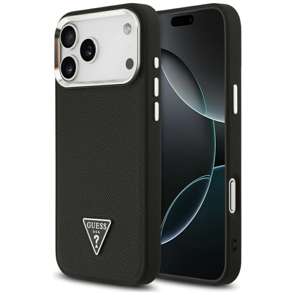 Guess Grained Triangle Logo MagSafe Black iPhone 17 Pro Max Tok