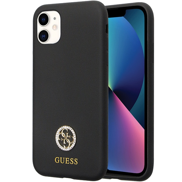 Guess GUHCN614DGPK Black Hardcase Silicone Logo Strass 4G iPhone 11/XR Tok