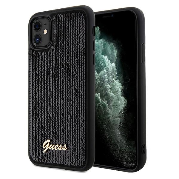 Guess GUHCN61PSFDGSK Black Hardcase Sequin Script Metal iPhone 11/XR Tok
