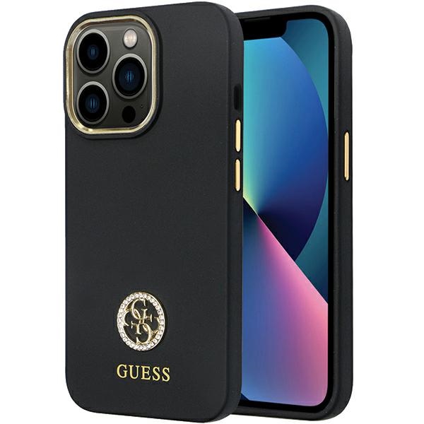Guess GUHCP13LM4DGPK Black Hardcase Silicone Logo Strass 4G iPhone 13/13 Pro Tok