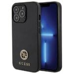 Guess GUHCP13LPS4DGPK Black Hardcase Strass Metal Logo iPhone 13 Pro Tok
