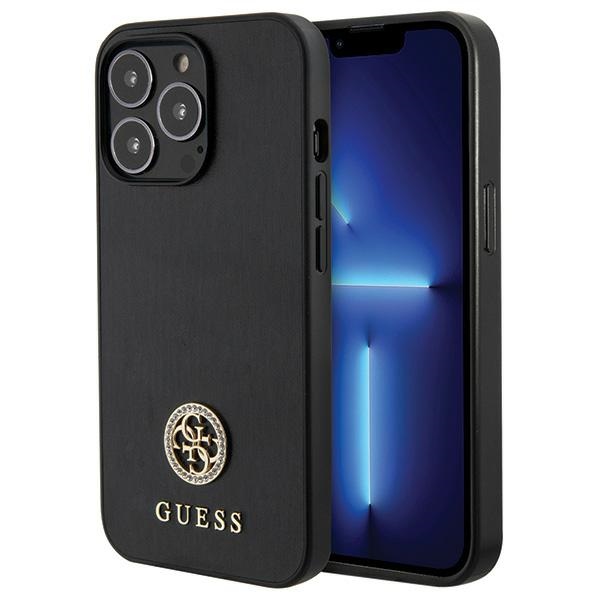 Guess GUHCP13LPS4DGPK Black Hardcase Strass Metal Logo iPhone 13 Pro Tok
