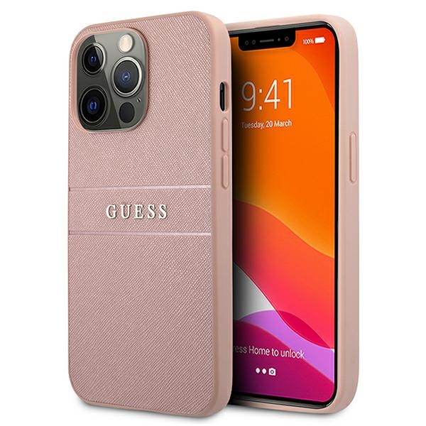 Guess GUHCP13LPSASBPI Pink Hardcase Saffiano Stripe iPhone 13/13 Pro Tok