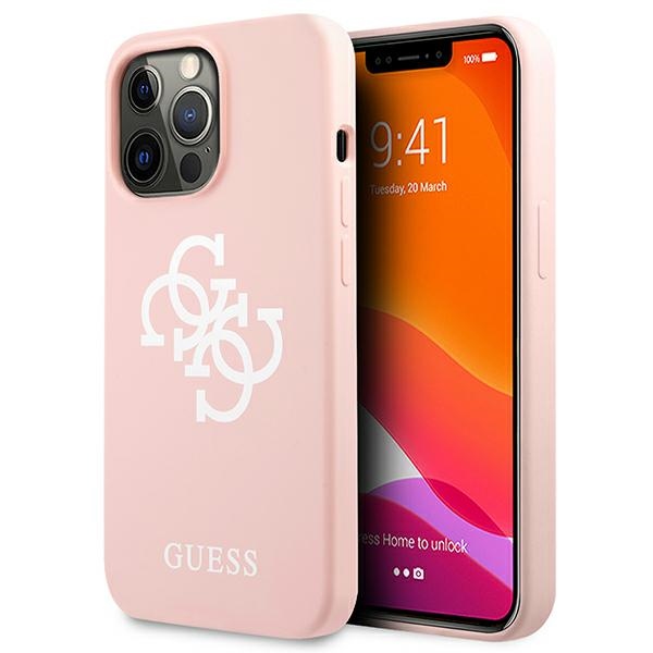 Guess GUHCP13XLS4GWPI Pink Hardcase Silicone 4G Logo iPhone 13 Pro Max Tok