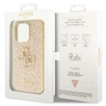 Guess GUHCP14LHG4SGD Gold Hardcase Glitter Script Big 4G iPhone 14 Pro Tok