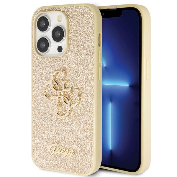 Guess GUHCP14LHG4SGD Gold Hardcase Glitter Script Big 4G iPhone 14 Pro Tok