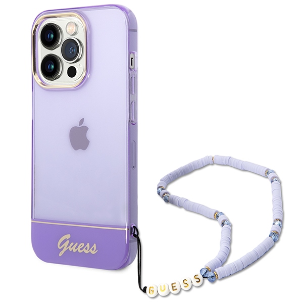 Guess GUHCP14LHGCOHU Purple Hardcase Translucent Pearl Strap iPhone 14 Pro Tok