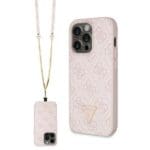 Guess GUHCP14LP4TDSCPP Pink Hardcase Crossbody 4G Metal Logo iPhone 14 Pro Tok