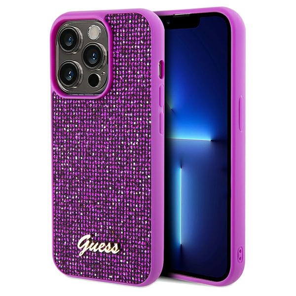 Guess GUHCP14LPMSDGSF Fuschia Hardcase Disco Metal Script iPhone 14 Pro Tok