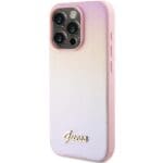 Guess GUHCP14LPSAIRSP Pink Hardcase Saffiano Iridescent Script iPhone 14 Pro Tok
