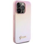 Guess GUHCP14LPSAIRSP Pink Hardcase Saffiano Iridescent Script iPhone 14 Pro Tok