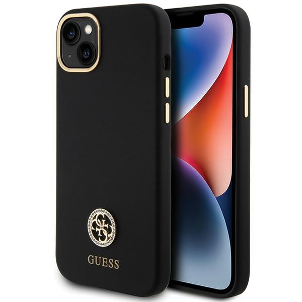 Guess GUHCP15M4DGPK Black Hardcase Silicone Logo Strass 4G iPhone 14 Plus/15 Plus Tok