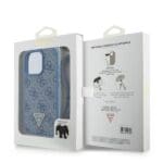 Guess GUHCP16LP4TDSCPB Blue Hardcase Leather Metal Logo Strass Crossbody iPhone 16 Pro Tok